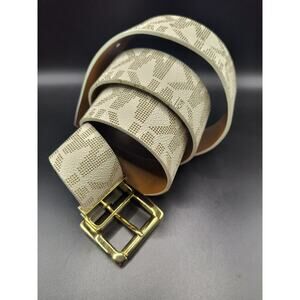 Michael Kors Logo Reversible Belt - Medium Vanilla/Beige